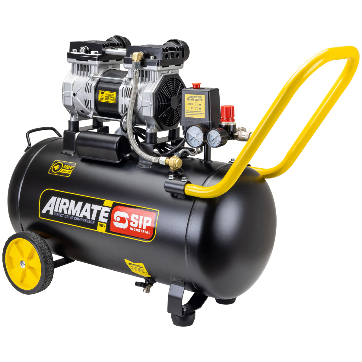 SIP AIRMATE® 110V 50L 2hp Low Noise Oil-Free Direct Drive Compressor